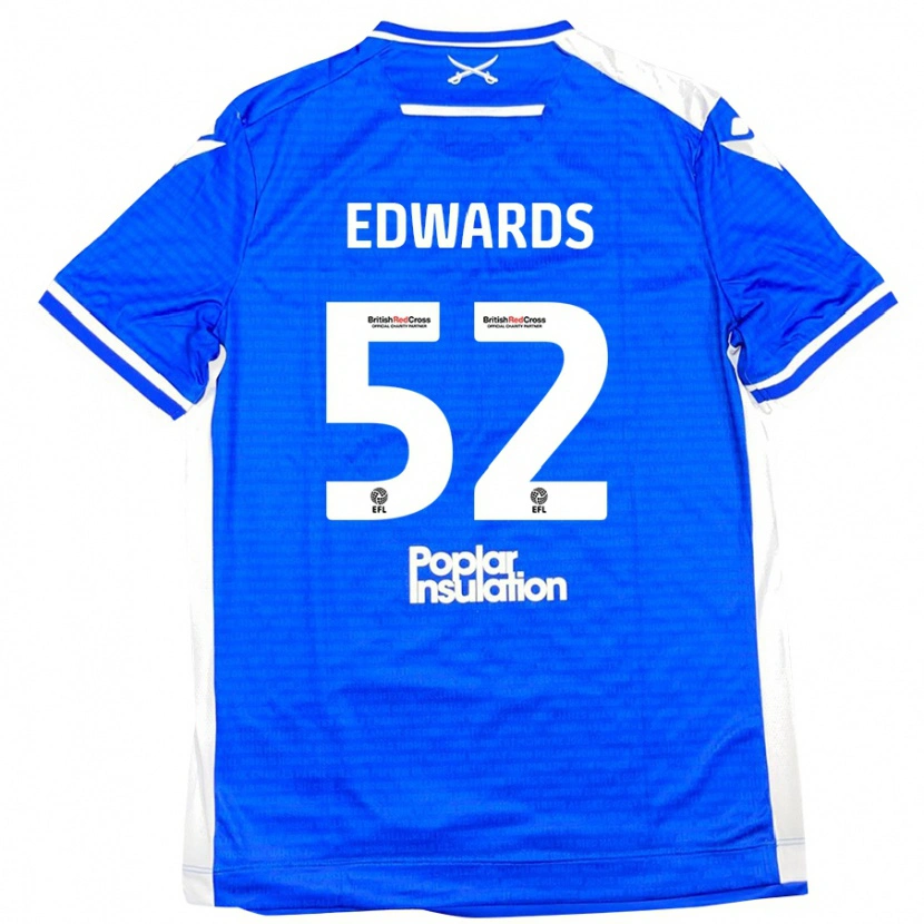 Danxen Mænd Max Edwards #52 Blå Hvid Hjemmebane Spillertrøjer 2024/25 Trøje T-Shirt