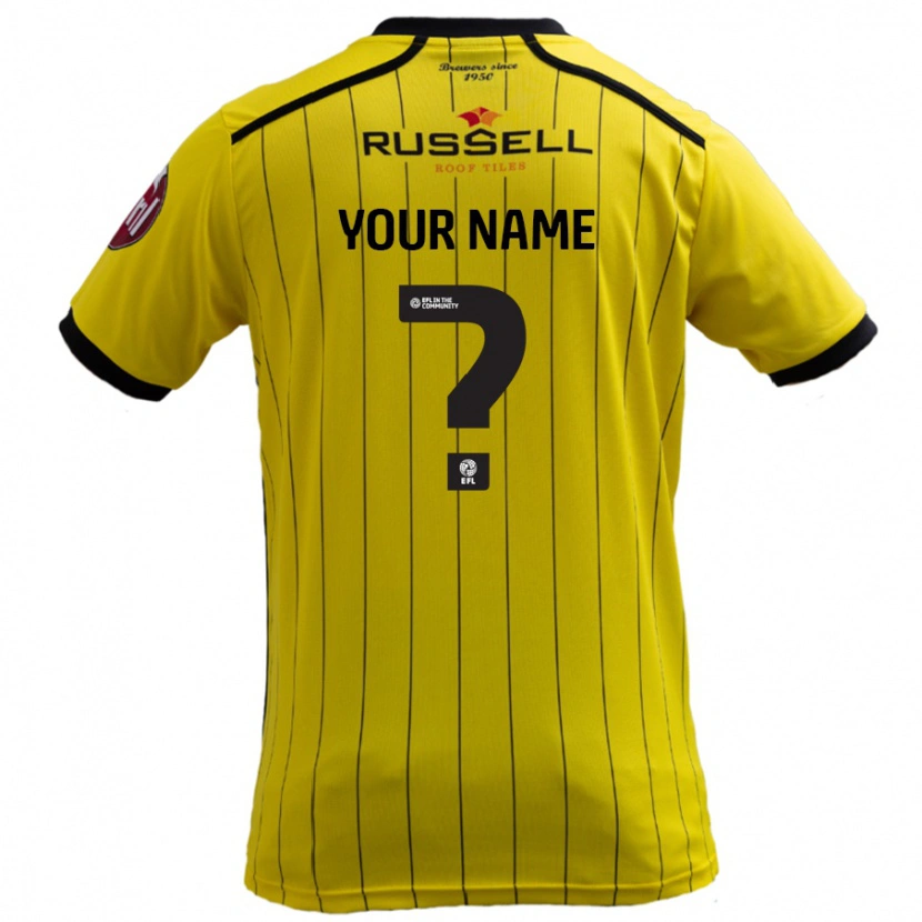 Danxen Mænd Dit Navn #0 Gul Hjemmebane Spillertrøjer 2024/25 Trøje T-Shirt