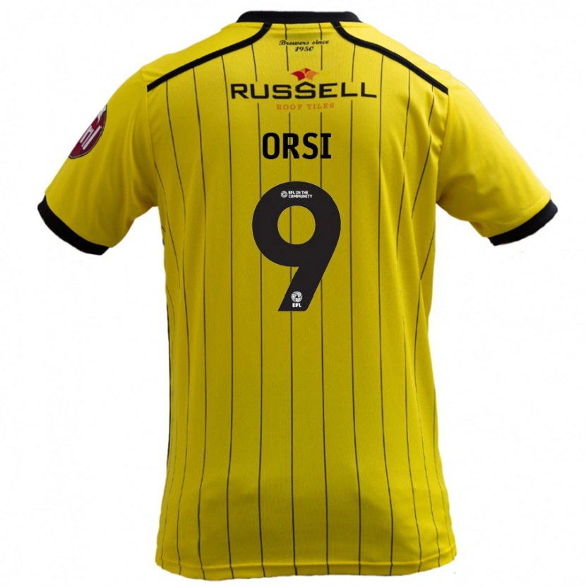 Danxen Mænd Danilo Orsi #9 Gul Hjemmebane Spillertrøjer 2024/25 Trøje T-Shirt
