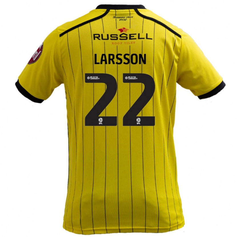 Danxen Mænd Julian Larsson #22 Gul Hjemmebane Spillertrøjer 2024/25 Trøje T-Shirt