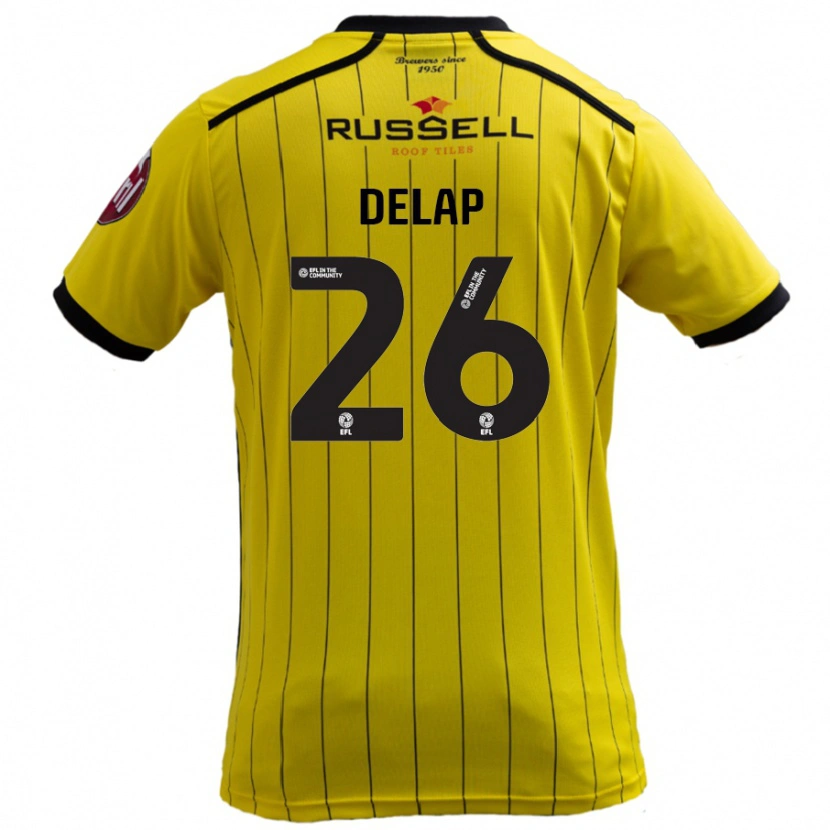 Danxen Mænd Finn Delap #26 Gul Hjemmebane Spillertrøjer 2024/25 Trøje T-Shirt