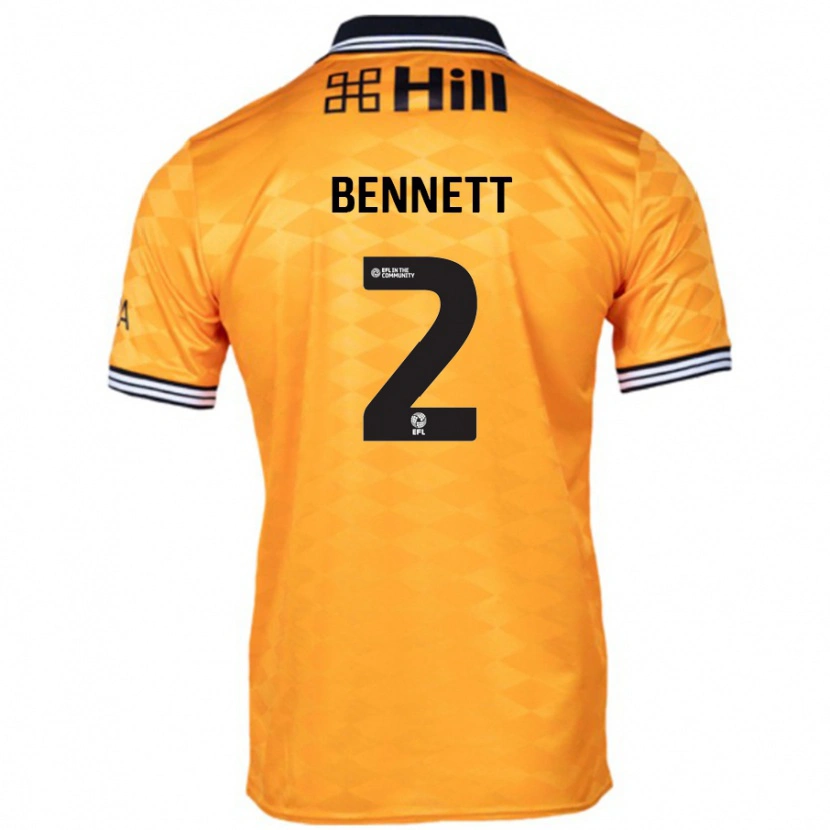Danxen Mænd Liam Bennett #2 Orange Hjemmebane Spillertrøjer 2024/25 Trøje T-Shirt