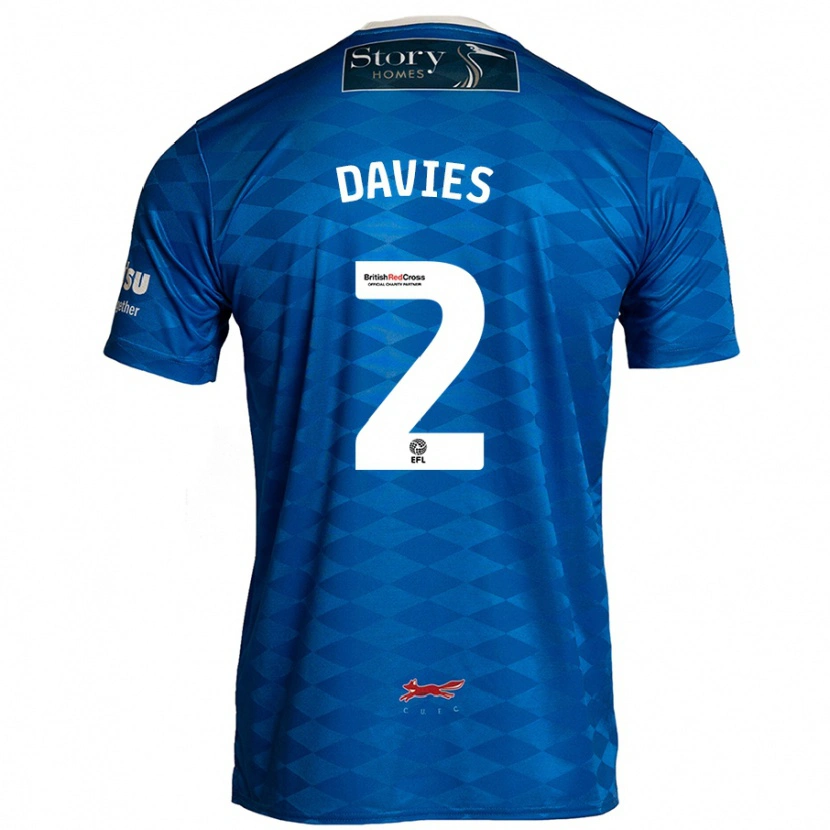 Danxen Mænd Archie Davies #2 Blå Hjemmebane Spillertrøjer 2024/25 Trøje T-Shirt