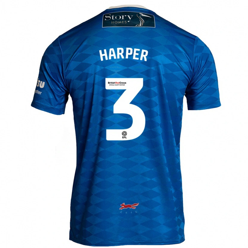 Danxen Mænd Cameron Harper #3 Blå Hjemmebane Spillertrøjer 2024/25 Trøje T-Shirt