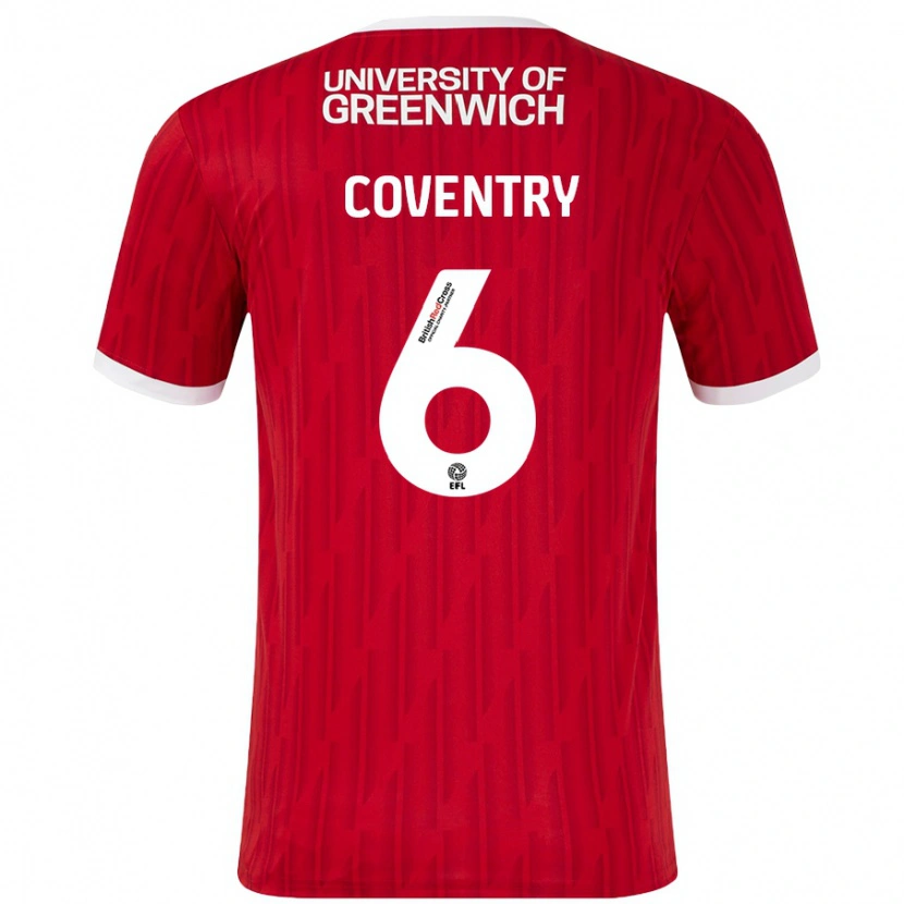 Danxen Mænd Conor Coventry #6 Rød Hvid Hjemmebane Spillertrøjer 2024/25 Trøje T-Shirt