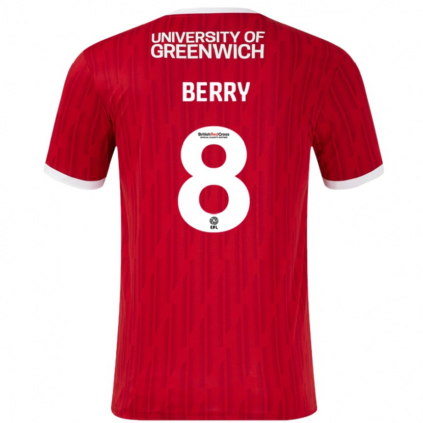 Danxen Mænd Luke Berry #8 Rød Hvid Hjemmebane Spillertrøjer 2024/25 Trøje T-Shirt