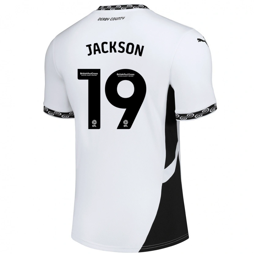 Danxen Mænd Kayden Jackson #19 Hvid Sort Hjemmebane Spillertrøjer 2024/25 Trøje T-Shirt