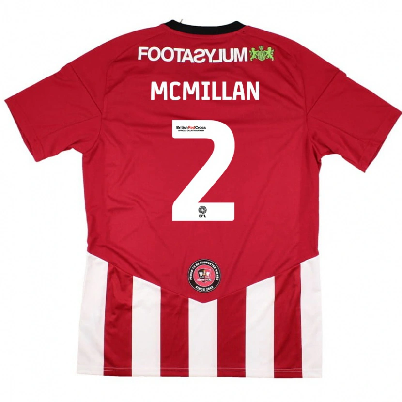 Danxen Mænd Jack Mcmillan #2 Rød Hvid Hjemmebane Spillertrøjer 2024/25 Trøje T-Shirt