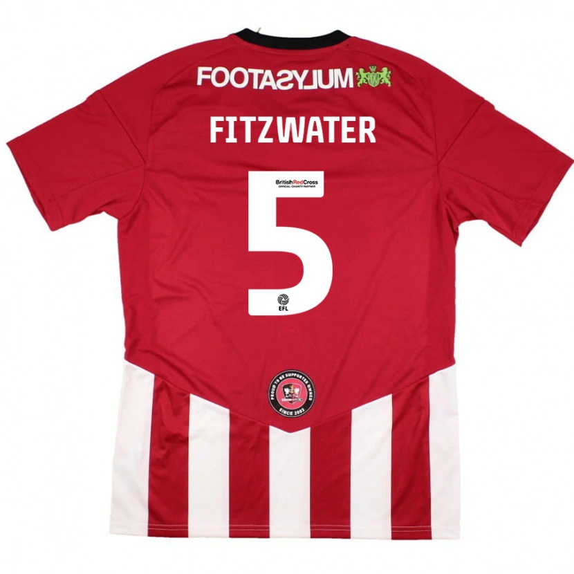 Danxen Mænd Jack Fitzwater #5 Rød Hvid Hjemmebane Spillertrøjer 2024/25 Trøje T-Shirt