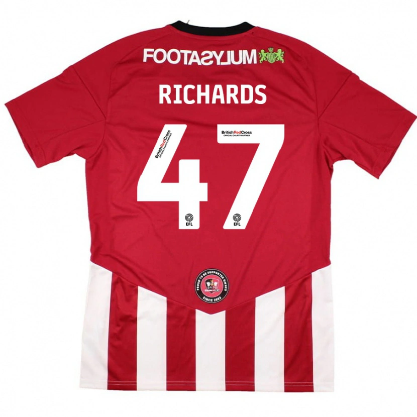 Danxen Mænd Jake Richards #47 Rød Hvid Hjemmebane Spillertrøjer 2024/25 Trøje T-Shirt