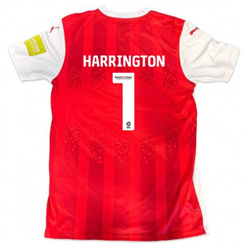 Danxen Mænd David Harrington #1 Rød Hvid Hjemmebane Spillertrøjer 2024/25 Trøje T-Shirt