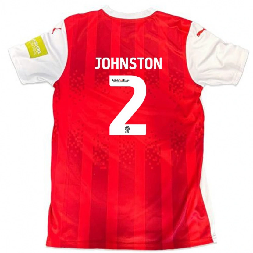 Danxen Mænd Carl Johnston #2 Rød Hvid Hjemmebane Spillertrøjer 2024/25 Trøje T-Shirt