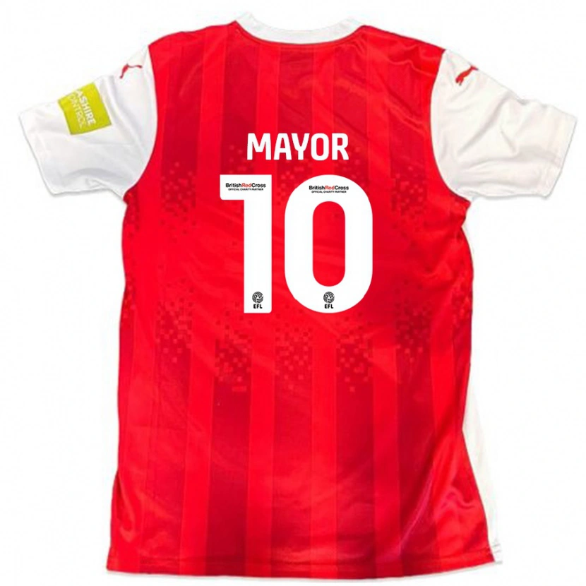 Danxen Mænd Danny Mayor #10 Rød Hvid Hjemmebane Spillertrøjer 2024/25 Trøje T-Shirt