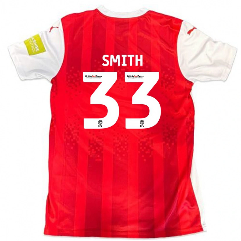 Danxen Mænd Pele Smith #33 Rød Hvid Hjemmebane Spillertrøjer 2024/25 Trøje T-Shirt