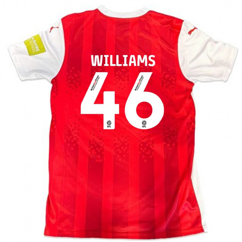 Danxen Mænd Theo Williams #46 Rød Hvid Hjemmebane Spillertrøjer 2024/25 Trøje T-Shirt