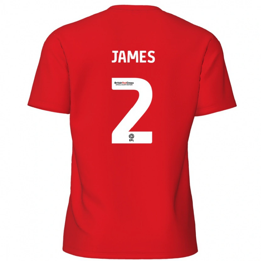 Danxen Mænd Tom James #2 Rød Hjemmebane Spillertrøjer 2024/25 Trøje T-Shirt