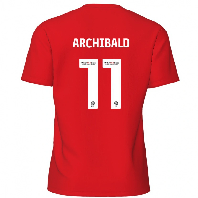 Danxen Mænd Theo Archibald #11 Rød Hjemmebane Spillertrøjer 2024/25 Trøje T-Shirt