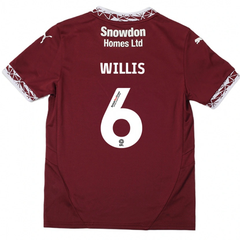 Danxen Mænd Jordan Willis #6 Bourgogne Hjemmebane Spillertrøjer 2024/25 Trøje T-Shirt