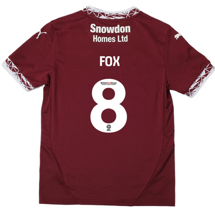 Danxen Mænd Ben Fox #8 Bourgogne Hjemmebane Spillertrøjer 2024/25 Trøje T-Shirt