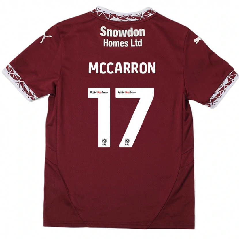Danxen Mænd Liam Mccarron #17 Bourgogne Hjemmebane Spillertrøjer 2024/25 Trøje T-Shirt