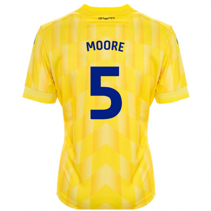 Danxen Mænd Elliott Moore #5 Gul Hjemmebane Spillertrøjer 2024/25 Trøje T-Shirt