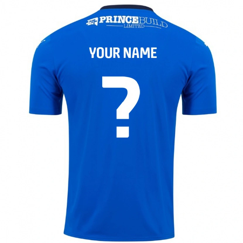 Danxen Mænd Dit Navn #0 Blå Hvid Hjemmebane Spillertrøjer 2024/25 Trøje T-Shirt