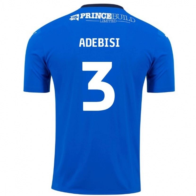 Danxen Mænd Rio Adebisi #3 Blå Hvid Hjemmebane Spillertrøjer 2024/25 Trøje T-Shirt