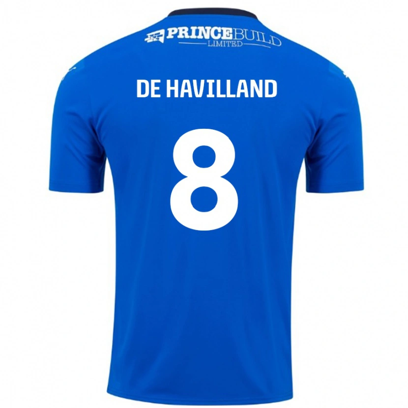 Danxen Mænd Ryan De Havilland #8 Blå Hvid Hjemmebane Spillertrøjer 2024/25 Trøje T-Shirt