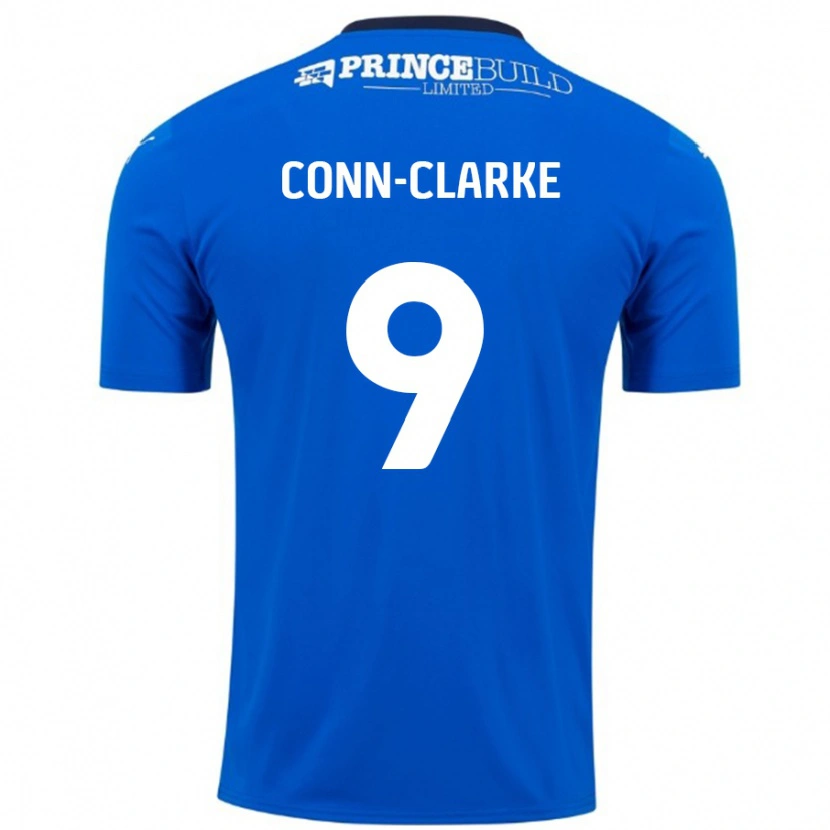 Danxen Mænd Chris Conn-Clarke #9 Blå Hvid Hjemmebane Spillertrøjer 2024/25 Trøje T-Shirt