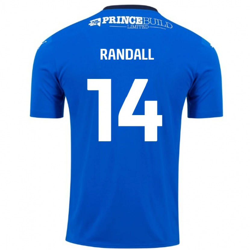 Danxen Mænd Joel Randall #14 Blå Hvid Hjemmebane Spillertrøjer 2024/25 Trøje T-Shirt