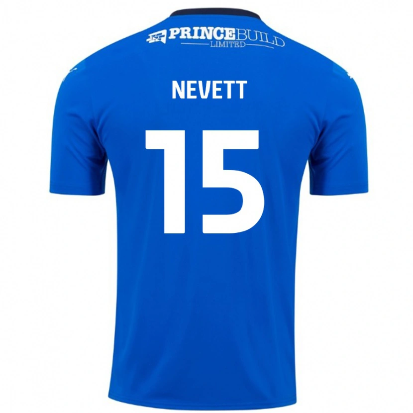 Danxen Mænd George Nevett #15 Blå Hvid Hjemmebane Spillertrøjer 2024/25 Trøje T-Shirt