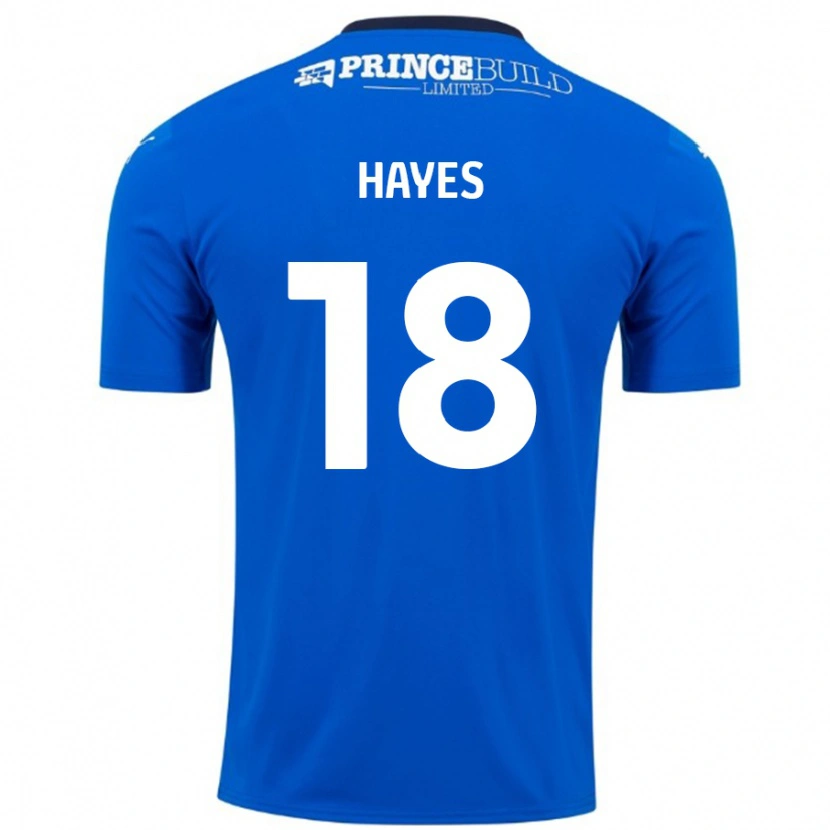 Danxen Mænd Cian Hayes #18 Blå Hvid Hjemmebane Spillertrøjer 2024/25 Trøje T-Shirt