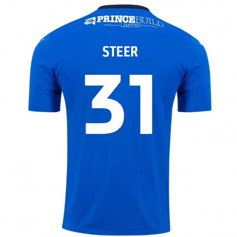 Danxen Mænd Jed Steer #31 Blå Hvid Hjemmebane Spillertrøjer 2024/25 Trøje T-Shirt