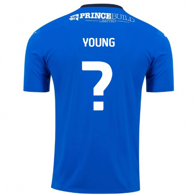 Danxen Mænd Tyler Young #0 Blå Hvid Hjemmebane Spillertrøjer 2024/25 Trøje T-Shirt