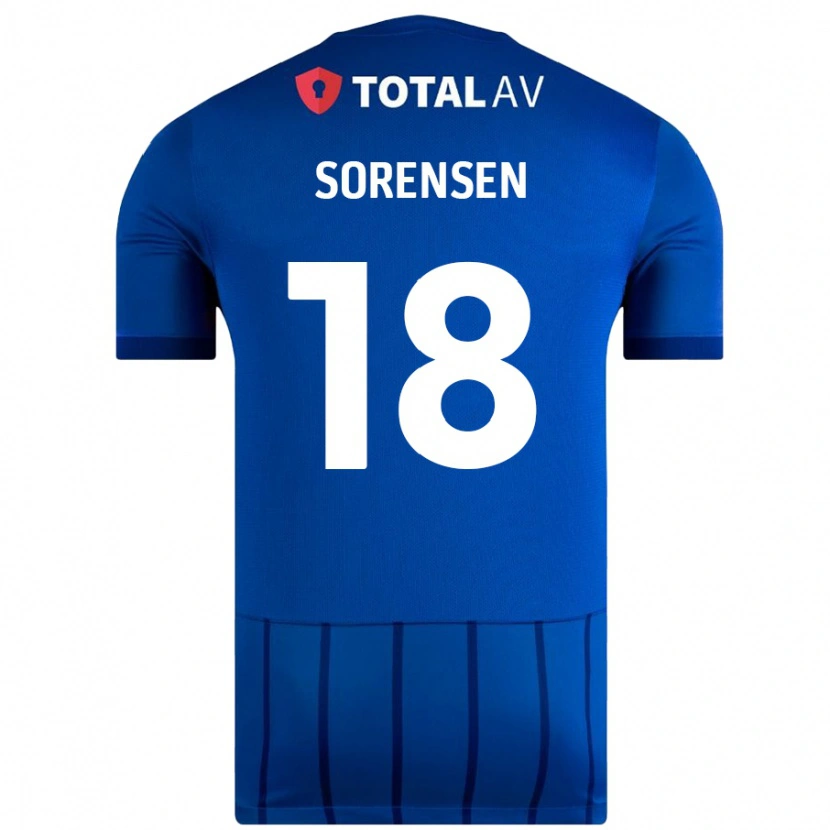 Danxen Mænd Elias Sørensen #18 Blå Hjemmebane Spillertrøjer 2024/25 Trøje T-Shirt