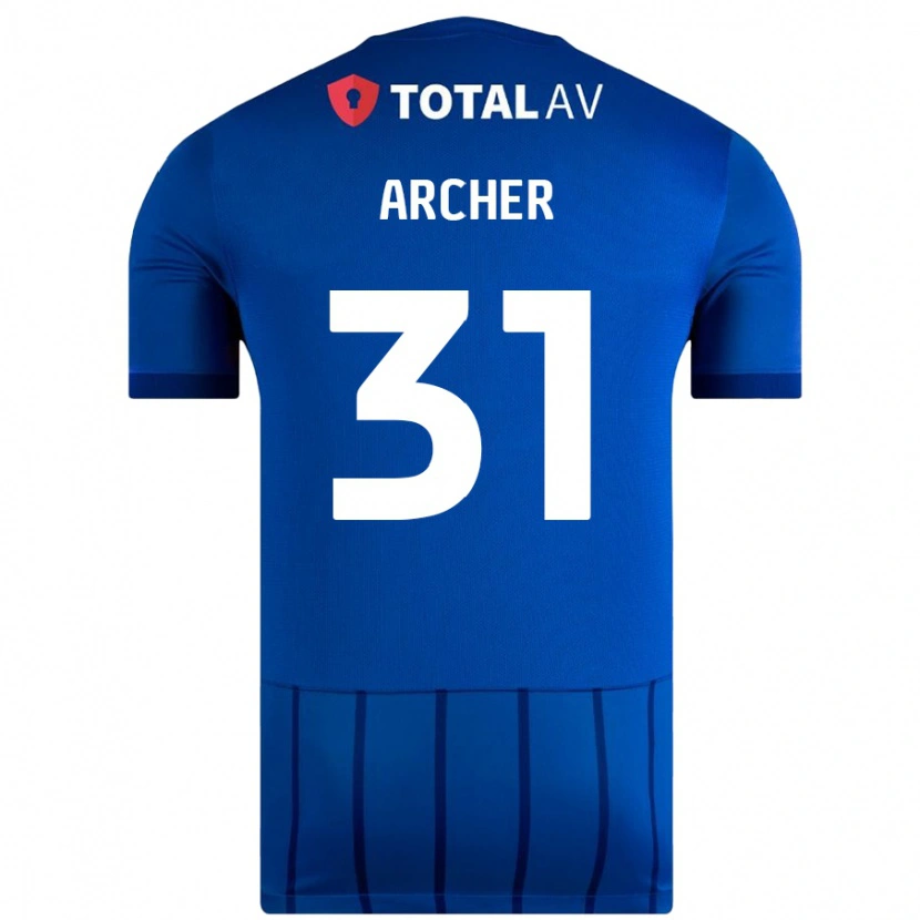 Danxen Mænd Jordan Archer #31 Blå Hjemmebane Spillertrøjer 2024/25 Trøje T-Shirt