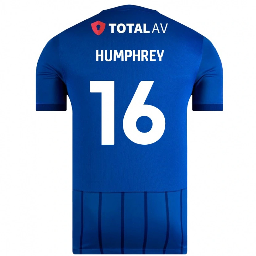 Danxen Mænd Ella Humphrey #16 Blå Hjemmebane Spillertrøjer 2024/25 Trøje T-Shirt