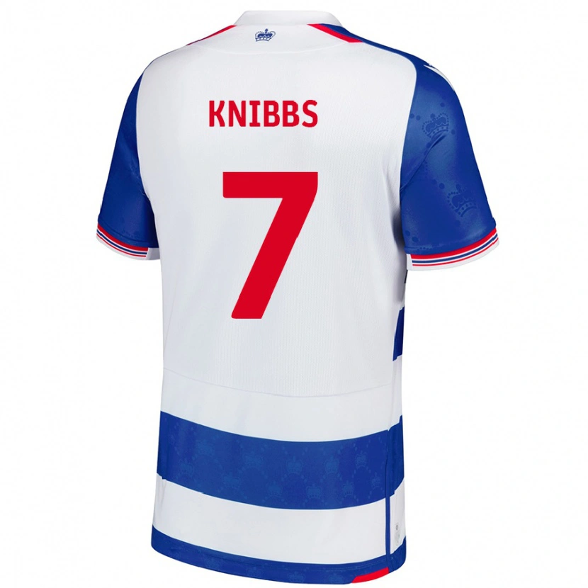 Danxen Mænd Harvey Knibbs #7 Blå Hvid Hjemmebane Spillertrøjer 2024/25 Trøje T-Shirt