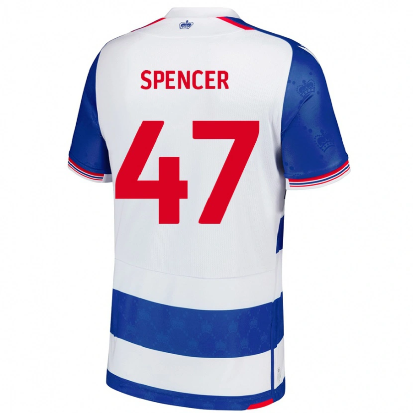 Danxen Mænd Shay Spencer #47 Blå Hvid Hjemmebane Spillertrøjer 2024/25 Trøje T-Shirt