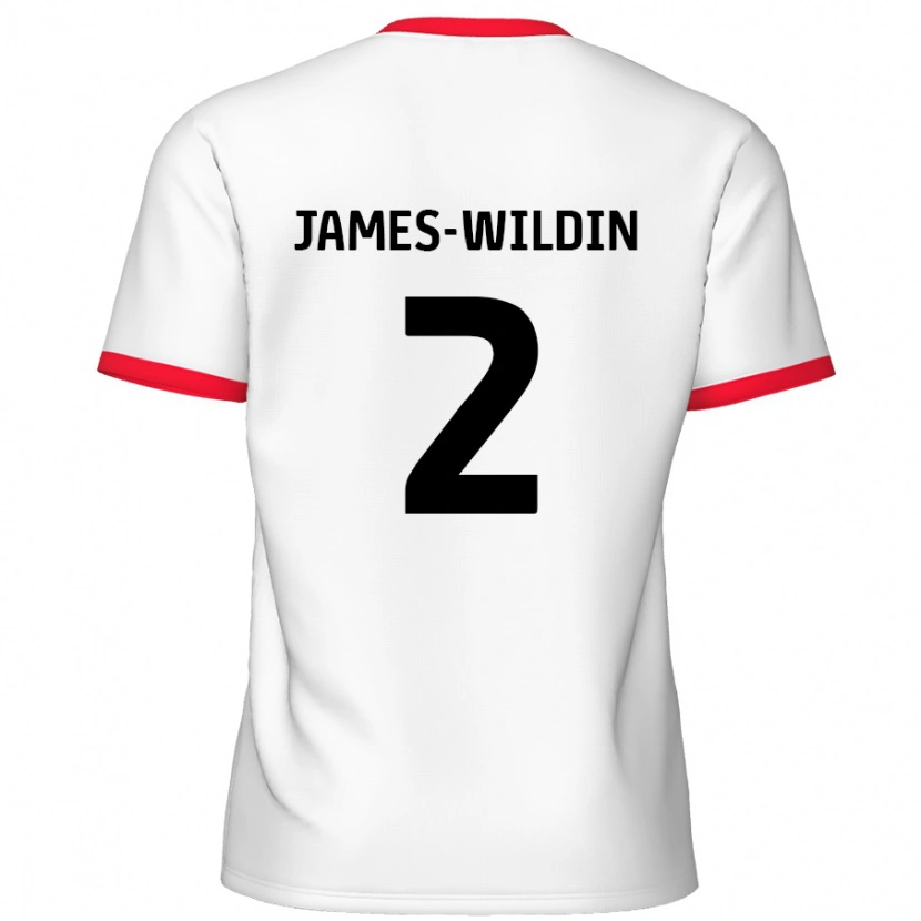Danxen Mænd Luther James-Wildin #2 Hvid Rød Hjemmebane Spillertrøjer 2024/25 Trøje T-Shirt