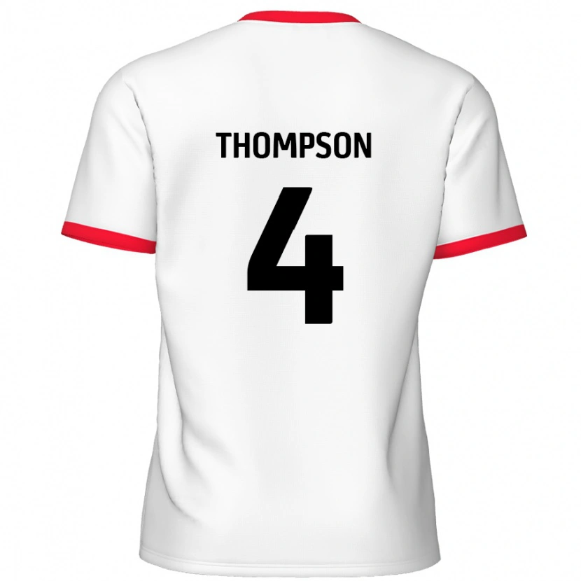 Danxen Mænd Nathan Thompson #4 Hvid Rød Hjemmebane Spillertrøjer 2024/25 Trøje T-Shirt