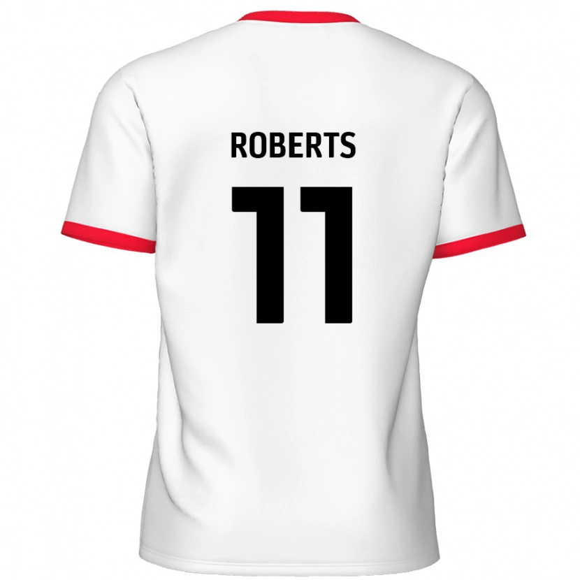 Danxen Mænd Jordan Roberts #11 Hvid Rød Hjemmebane Spillertrøjer 2024/25 Trøje T-Shirt