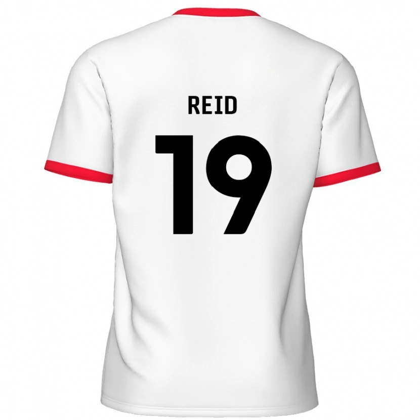 Danxen Mænd Jamie Reid #19 Hvid Rød Hjemmebane Spillertrøjer 2024/25 Trøje T-Shirt