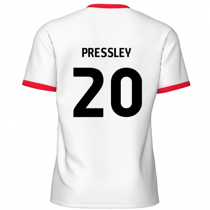 Danxen Mænd Aaron Pressley #20 Hvid Rød Hjemmebane Spillertrøjer 2024/25 Trøje T-Shirt
