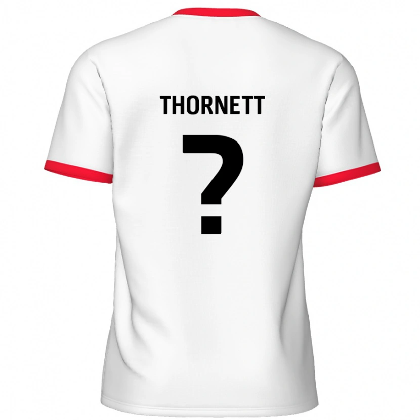 Danxen Mænd Alfie Thornett #0 Hvid Rød Hjemmebane Spillertrøjer 2024/25 Trøje T-Shirt