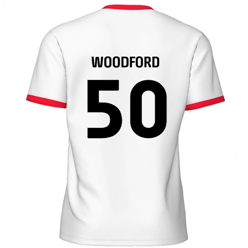 Danxen Mænd Max Woodford #50 Hvid Rød Hjemmebane Spillertrøjer 2024/25 Trøje T-Shirt