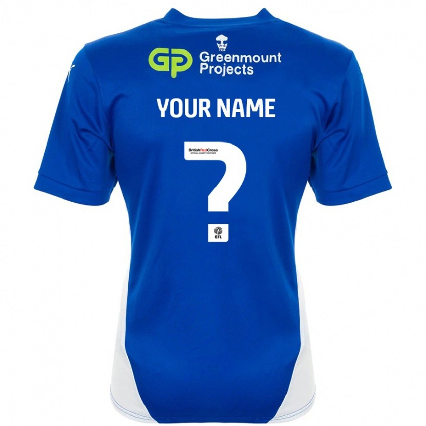 Danxen Mænd Dit Navn #0 Blå Hvid Hjemmebane Spillertrøjer 2024/25 Trøje T-Shirt