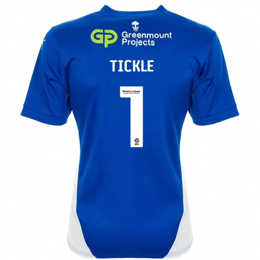 Danxen Mænd Sam Tickle #1 Blå Hvid Hjemmebane Spillertrøjer 2024/25 Trøje T-Shirt