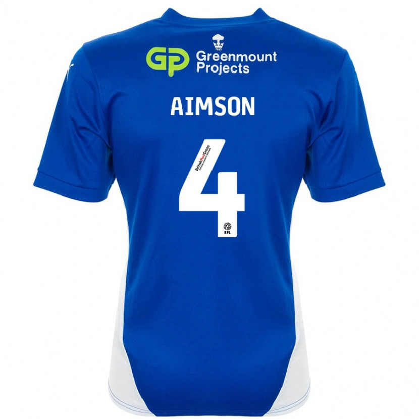 Danxen Mænd Will Aimson #4 Blå Hvid Hjemmebane Spillertrøjer 2024/25 Trøje T-Shirt