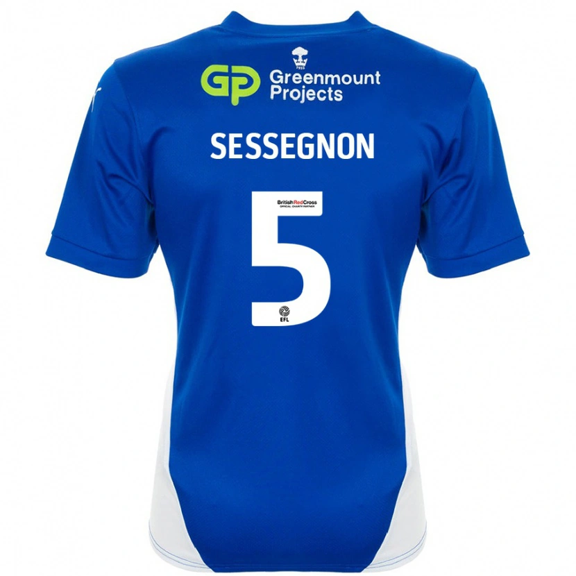 Danxen Mænd Steven Sessegnon #5 Blå Hvid Hjemmebane Spillertrøjer 2024/25 Trøje T-Shirt